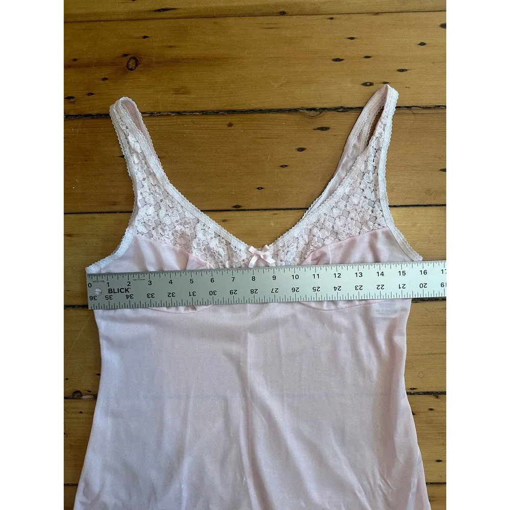 pink vintage coquette fairy slip with lace and cute bow